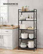 SONGMICS 5-Tier Metal Storage Rack, Shelving Unit with X Side Frames, Dense Mesh, 12.6 x 23.6 x 57.3 Inches, for Entryway, Kitchen, Living Room, Bathroom, Industrial Style, Ink Black UBSC165B01 - Image 2