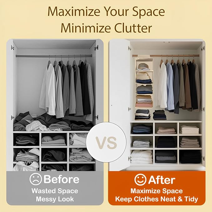 Hanging Closet Organizer 4 Tier Hanging Storage - Image 7