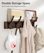 Coat Rack Wall Mount, 16.5 Inches Wood Coat Hooks, Wall Hooks - Image 3