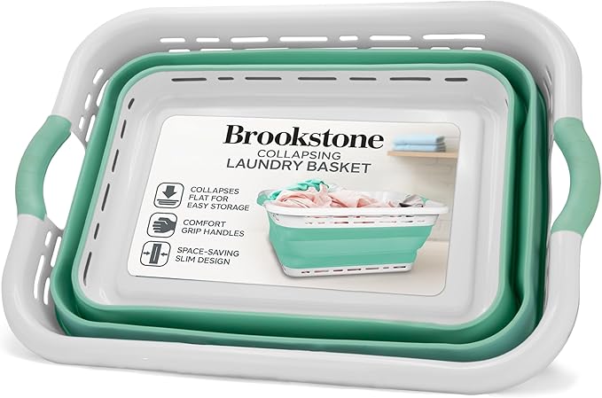 BROOKSTONE 11 GALLON XL 24" Collapsible Laundry Basket & Clothes Hamper by Brookstone