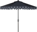 SAFAVIEH 9ft Outdoor Patio Umbrella, Round, Valance, Navy & White Trim, Auto Crank Tilt, UV Resistant for Deck, Backyard, Poolside (PAT8006A) by SAFAVIEH