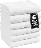 LANE LINEN 6 PC Wash Cloths Bathroom Set -100% Cotton Highly Absorbent by LaneLinen
