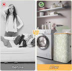 BALEINE Laundry Hamper with Lid, Tall Laundry Baskets with Bamboo Pull Handles - Image 7