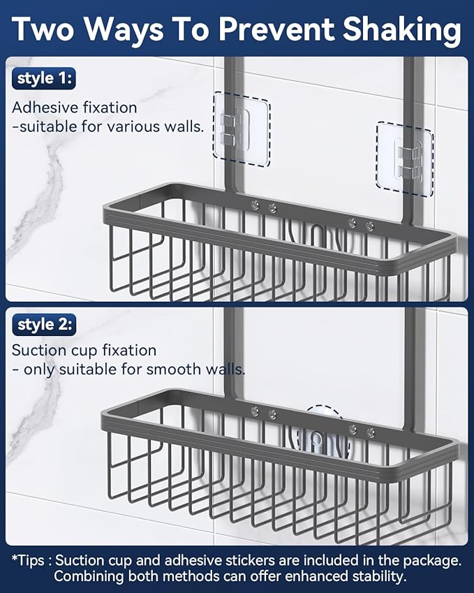 YASONIC Shower Caddy Hanging, Never Rust Shower Organizer Hanging, Aluminum - Image 7