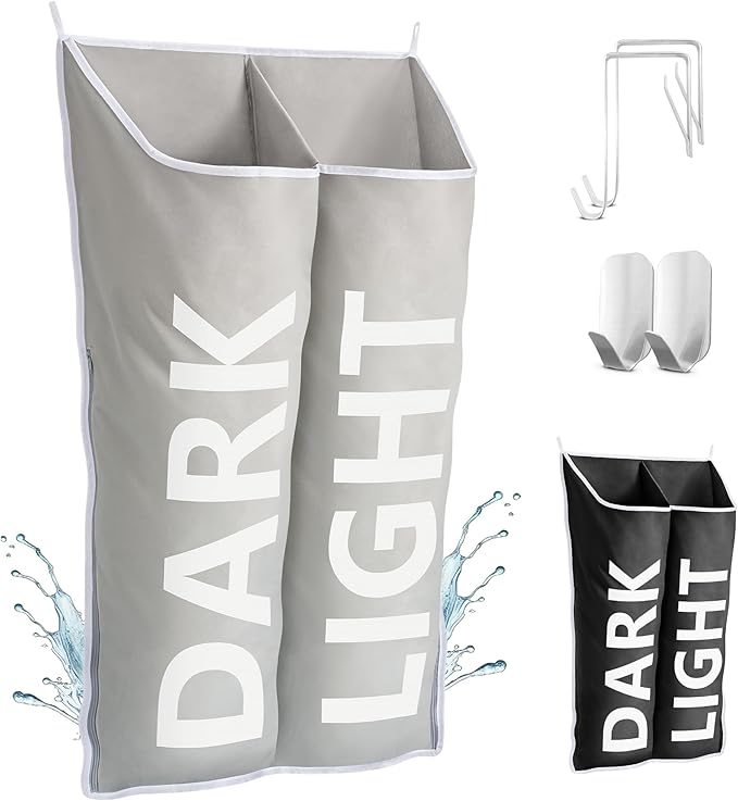 Hanging Laundry Hamper Bag XL 40x22", Space Saving over the Door Storage Bags by DONAQ