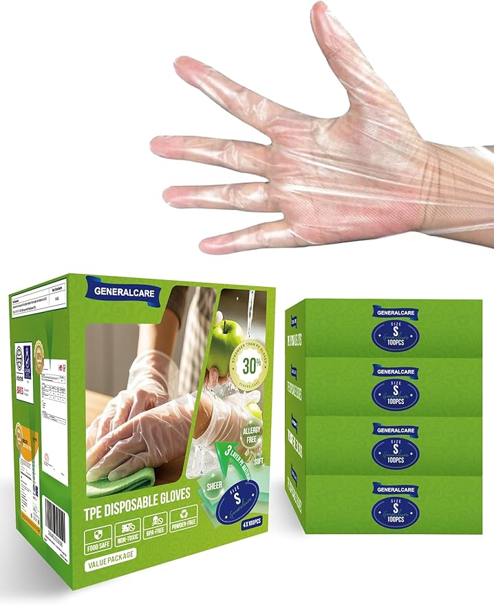 Disposable TPE Cooking Gloves, Latex & Powder Free, Food safe by GENERALCARE