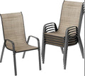 MAMIZO Patio Dining Chairs, Stackable All Weather Teslin Chair, Heavy Duty Outdoor Breathable Chairs Set, w/Armrests, Upgraded Chair FeetW/Strenthened Iron Spacers, 330 LBS (6, Brown) by MAMIZO
