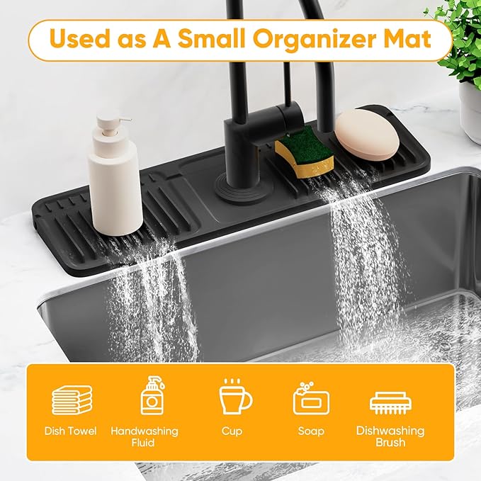 17.7'' Folding Faucet Mat for Kitchen Sink Splash Guard Kitchen Sink Faucet Mat - Image 7