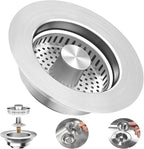 3-in-1 Kitchen Sink Drain Strainer : Pop Up Sink Stopper, 304 Stainless Steel by Unknown
