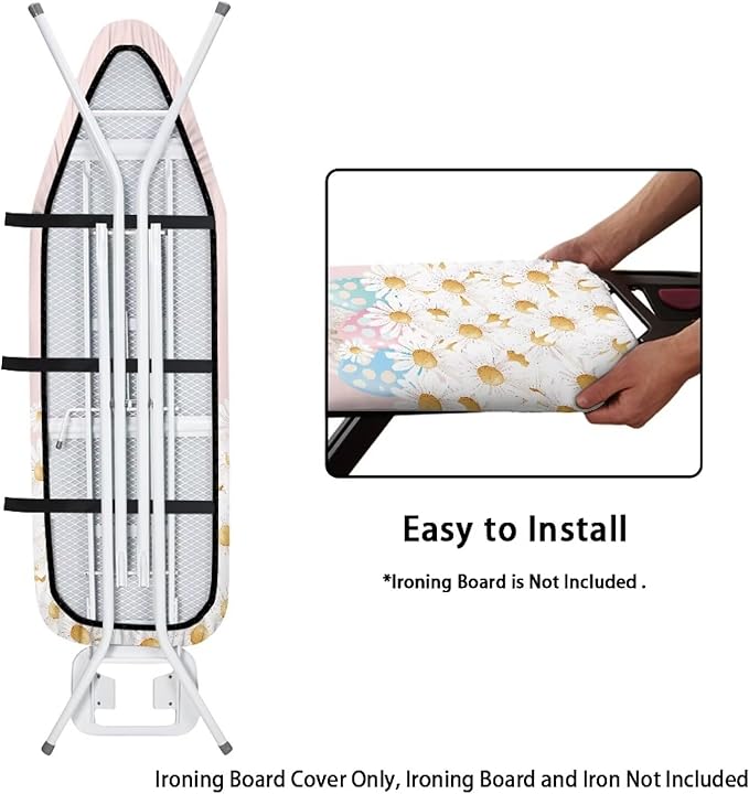 Daisy Easter Eggs Rabbit Ironing Board Cover 15x54 Inch Extra Thick Resistant - Image 4
