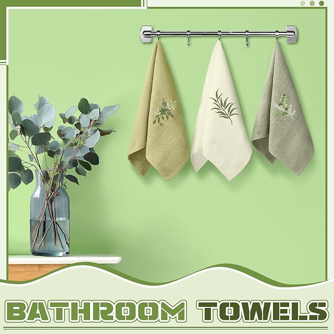 Eucalyptus Leaves Hand Towels Farmhouse Green Bathroom Decor 14x29 Inch - Image 5