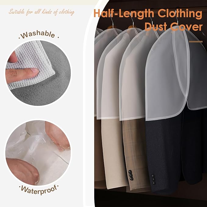 25 Pcs Shoulder Covers for Hanging Clothes, 24 x 17 Inch Plastic Garment Cover - Image 5
