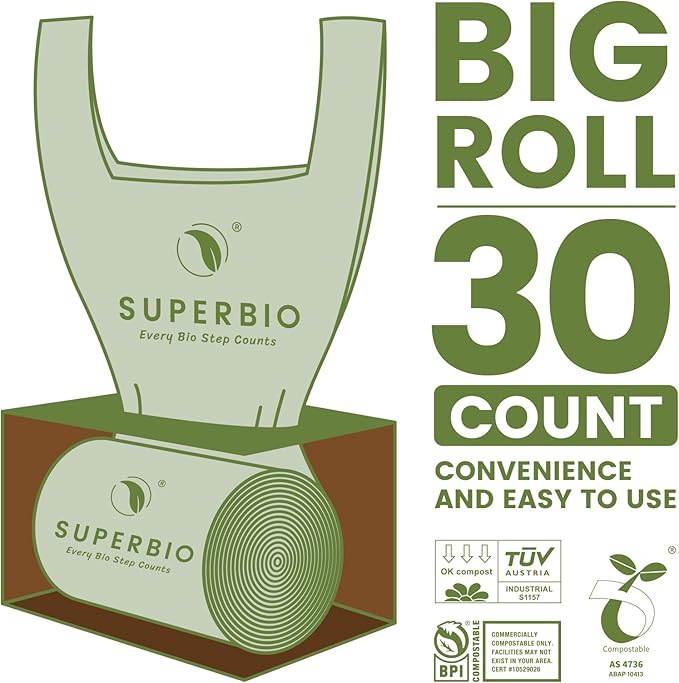 SUPERBIO 13 Gallon Compostable Kitchen Waste Bags - Image 3
