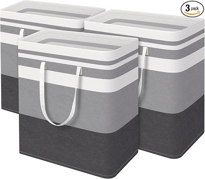 HomeHacks 3-Pack Large Laundry Basket, Waterproof, Freestanding Laundry Hamper by HomeHacks