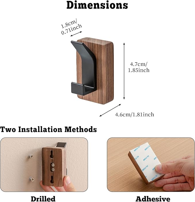 4-Pack Wood Wall Hooks - Image 6