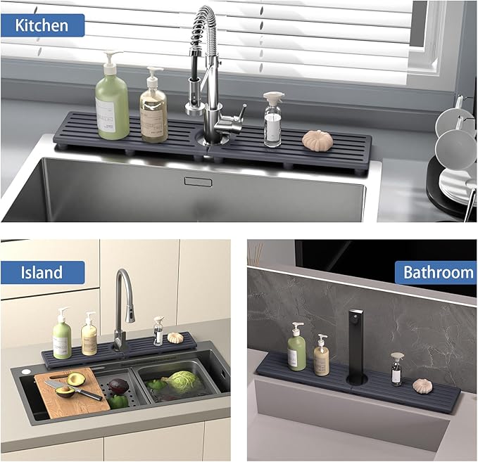 Fast Drying Kitchen Sink Splash Guard, Durable Stone Kitchen Faucet Mat - Image 6