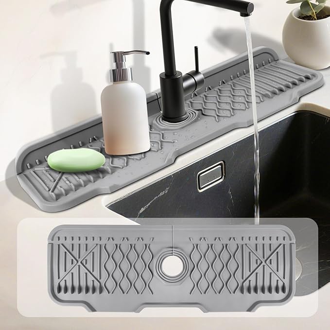 17 Inch Faucet Mat For Kitchen Sink Splash Guard Behind Faucet, ，5°Slope Fast by Unknown