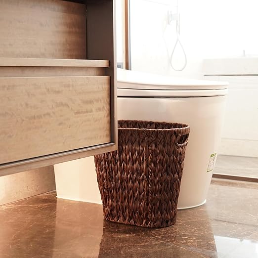 PINXIURY Wicker Trash Can, Watse Basket, Woven Bathroom Trash Can - Image 4