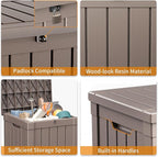 ROJIK Outdoor Storage Housing Deck Box - Waterproof Patio Furniture, Garden Tools, Cushions, Pool Accessories Storage Bench with Lockable Lid and Side Handles (Grey, 50 Gal) - Image 6