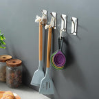 Taozun Polished Silver Towel Hooks 4pcs Stainless Steel Adhesive Hanging Hooks - Image 5