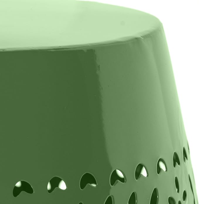 Christopher Knight Home Zoey Small Outdoor Side Table, Lace Cut Iron End Table, Metal Outdoor Stool, Hollow Drum Round Side Table, Decorative Garden Stool with Cutout Design for Patio Balcony, Green - Image 6