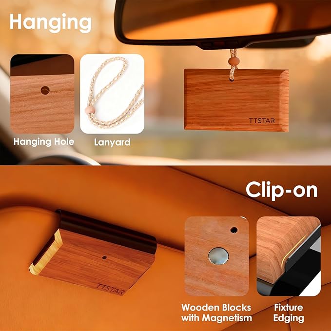 ttstar Car Air Freshener Long Lasting 3 Pack Wood Air Fresheners Refill - Image 4