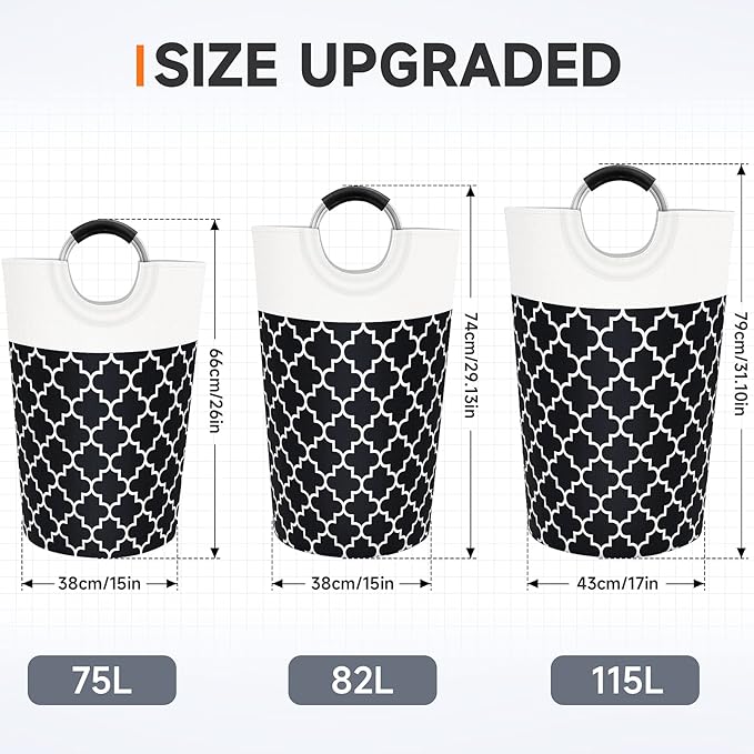 Large Laundry Basket Laundry Hamper Bag Washing Bin Clothes Bag Collapsible Tall - Image 2