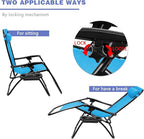 Homall Zero Gravity Chair Adjustable Folding Lawn Lounge Chairs Outdoor Lounge Gravity Chair Camp Reclining Chair with Pillows for Poolside Backyard and Beach Set of 2 (Sky Blue) - Image 8