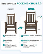SERWALL Oversized Outdoor Rocking Chair Set of 4, HDPE Rocker for Adults, Patio Rocking Chairs for Porch, Coffee - Image 5