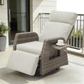 Adjustable Outdoor Recliner Chair with Independent Backrest & Footrest, Patio Swivel Recliner Chair, Wicker Reclining Patio Chair w/Flip-Up Table, Air Pump 155° Lay Flat Chaise Lounge, Gray by Unknown