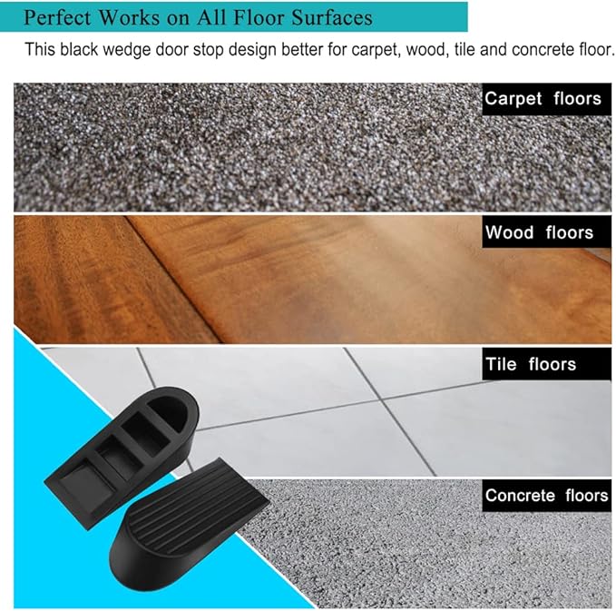 Big Door Stopper 2 Packs, Heavy Duty Wedge Rubber Door Stop Works on All Floor - Image 5