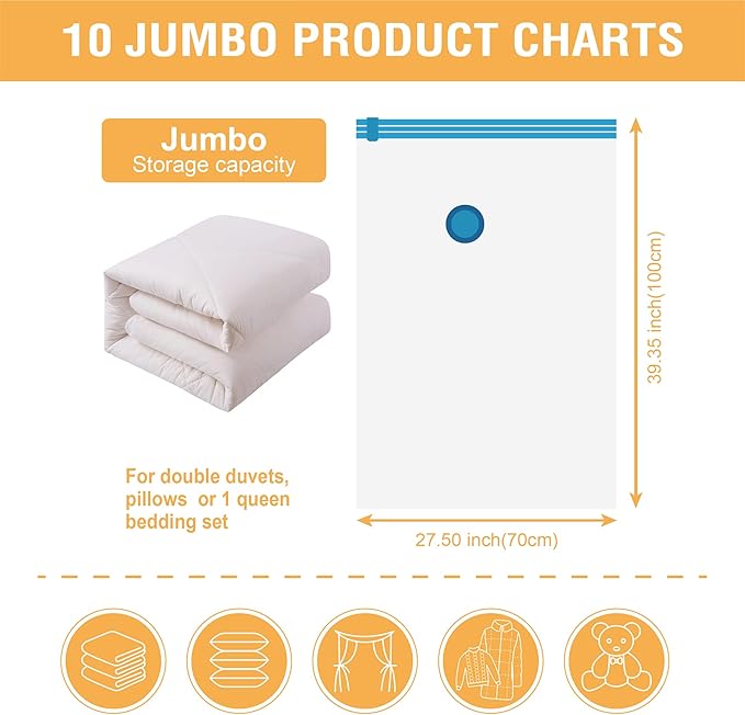 Cozy Essential Vacuum Storage Bags, Compression Space Saver Bags - Image 5