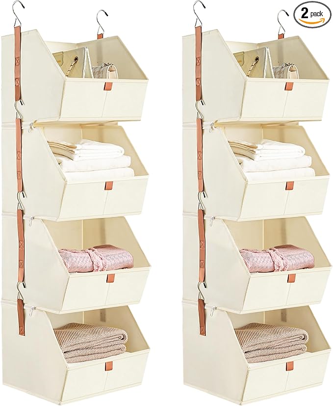 4 Tier Hanging Closet Organizer, Disassemblable Clothes Hanging Shelves by Euct