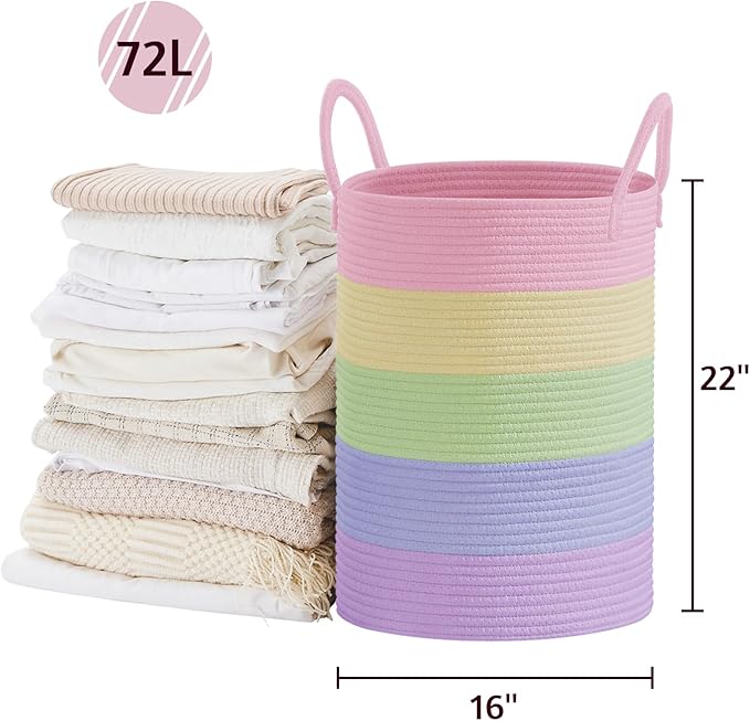 VIPOSCO Large Laundry Hamper, Tall Woven Rope Storage Basket - Image 5