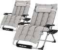 UDPATIO Oversized Zero Gravity Chair 33In XXL Patio Reclining Chair with Cushion, Outdoor Folding Recliner with Pillows, Cup Holder, Foot Rest & Padded Headrest, Support 500LB (2, Light Grey-XL) by UDPATIO