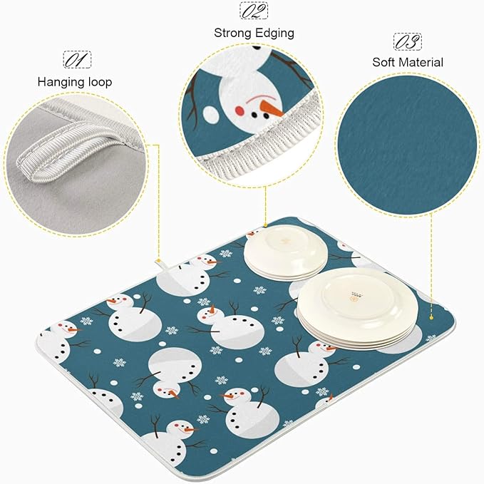 Super Absorbent Dish Drying Mat, Microfiber 23 Fast-Drying Dish Mat, Kitchen - Image 4