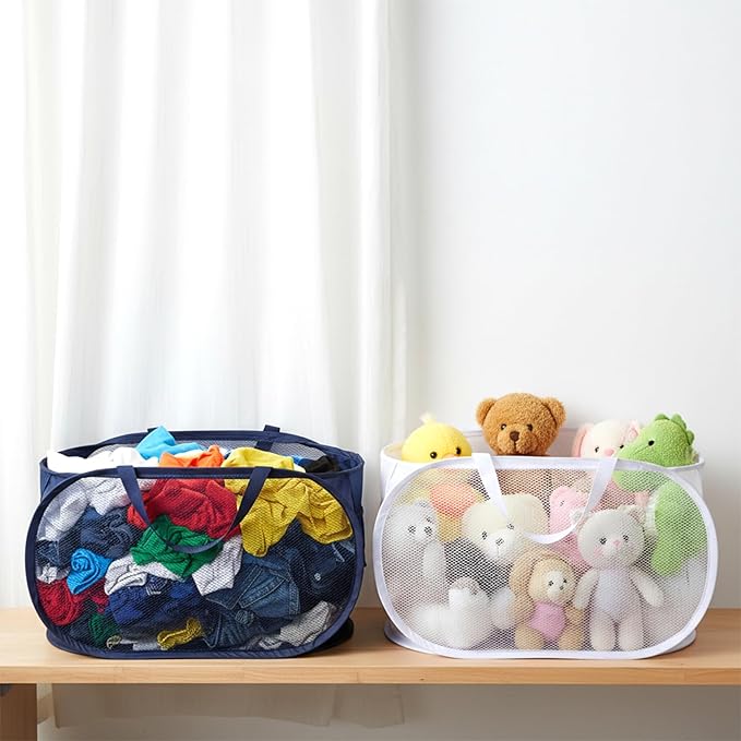 5 Pack Pop-Up Mesh Laundry Basket, 5 Colors Pop Up Mesh Hamper, Open Laundry - Image 4