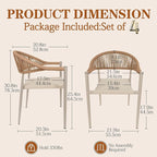 TWT Patio Dining Chairs Outdoor Stackable Dining Chairs for All Weather, Breathable Textilene Garden Outdoor Furniture for Backyard Deck (Brown, Set of 4) - Image 3