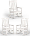 Ciokea Oversized Outdoor Rocking Chairs Set of 3, 380lbs Heavy-Duty Large Patio Rocker, High Back Cozy Porch Chairs, Weather Resistant Patio Rocking Chairs for Outside, Fire Pit, Deck, White by CIOKEA