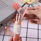 WOKOTO 4 in 1 Pink & White Diamond-Embellished Makeup Brushes - Image 4
