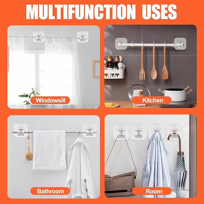 Adhesive Curtain Rods No Drilling Holder, No Drill Curtain Rod Brackets - Image 6