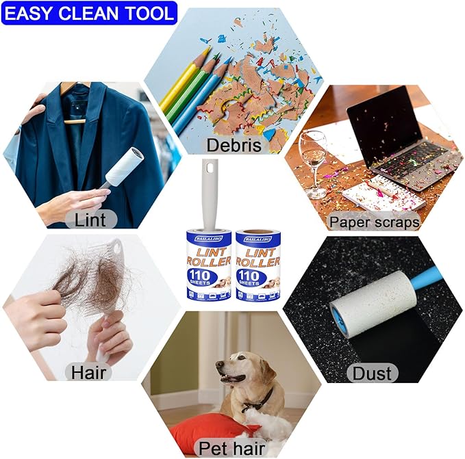 BAILALIBO Lint Rollers for Pet Hair Extra Sticky, 1100 Sheets Mega Value Set - Image 6