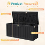 Patiowell 240 Gallon Large Outdoor Storage Box, Waterproof Deck Box with Fixed Divider, Lockable and Durable Patio Storage Solution for Patio Furniture and Garden Tools (Black) - Image 4