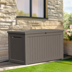 280 Gallon Resin Deck Box, Lockable Patio Outdoor Storage Box for Furniture, Garden Tools and Tools Storage, Waterproof Outside Storage Boxes - Grey - Image 7