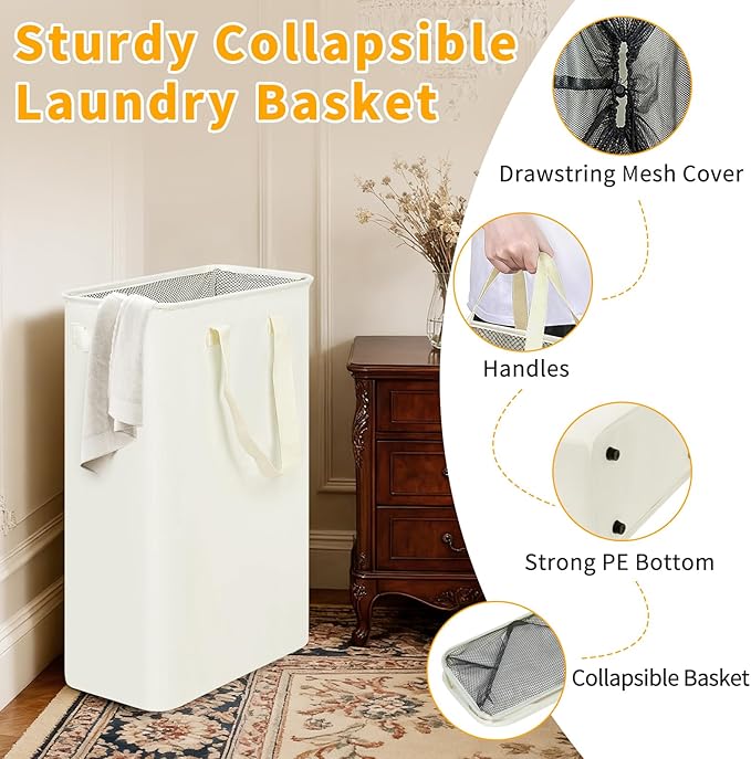 Slim Laundry Hamper, 48L Ultra Thin Collapsible Laundry Basket - Image 3