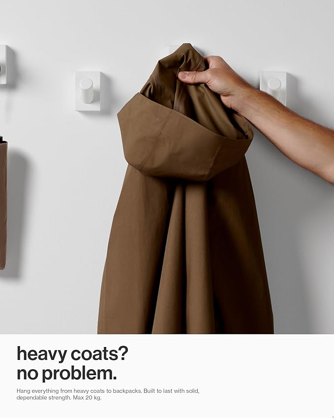 LARHN White Wall Hooks, Wall Mounted Coat Hooks - Image 3