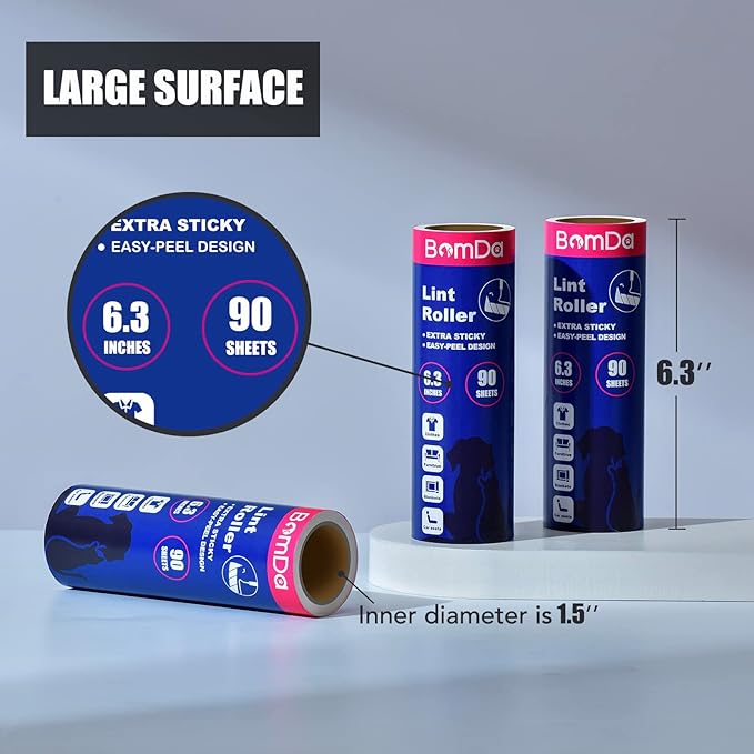 Extra Sticky Large Surface Lint Roller, 6.3'' Giant Lint Roller - Image 2