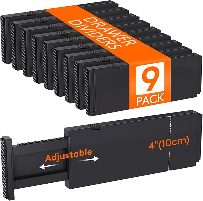 Lifewit 9 Pack Drawer Dividers 4" High 28-43.5cm/11-17" Adjustable Drawer by Lifewit