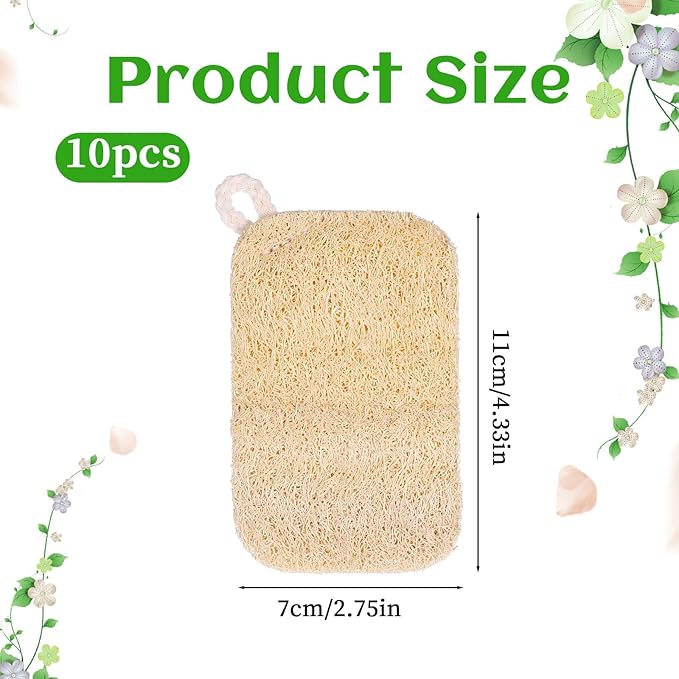10 PCS Natural Sponges for Dishes, Loofah Dish Sponge for Kitchen Compostable - Image 2
