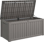Outdoor Storage Box, Resin Deck Boxes Indoor and outdoor, Waterproof Storage Box Lockable Lid (Grey, 120 Gallon) by NBYSGO
